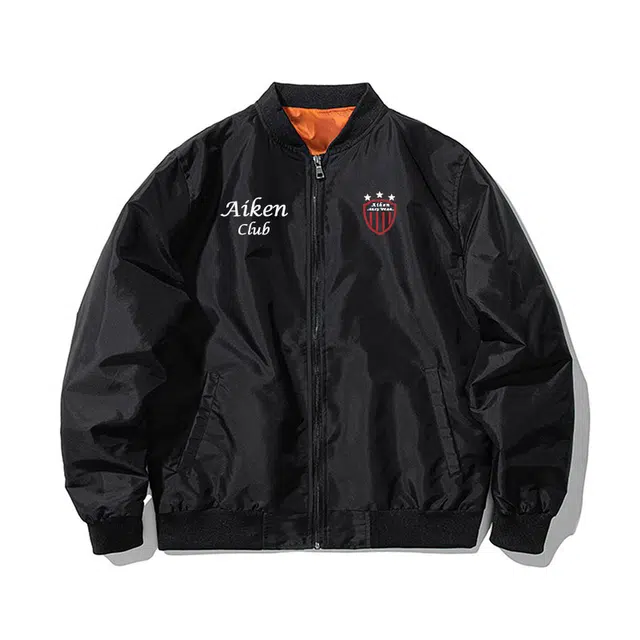 爱肯 美式高街潮流个性机车风宽松运动棒球领外套无性别主义简约基础休闲百搭飞行员夹克 男女同款