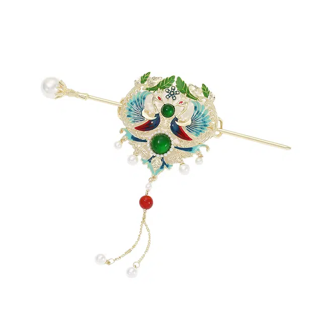 如花梦 新中式 国风凤凰流苏日常步摇盘发个性发钗旗袍汉服头饰#好运 合金 发簪 女款