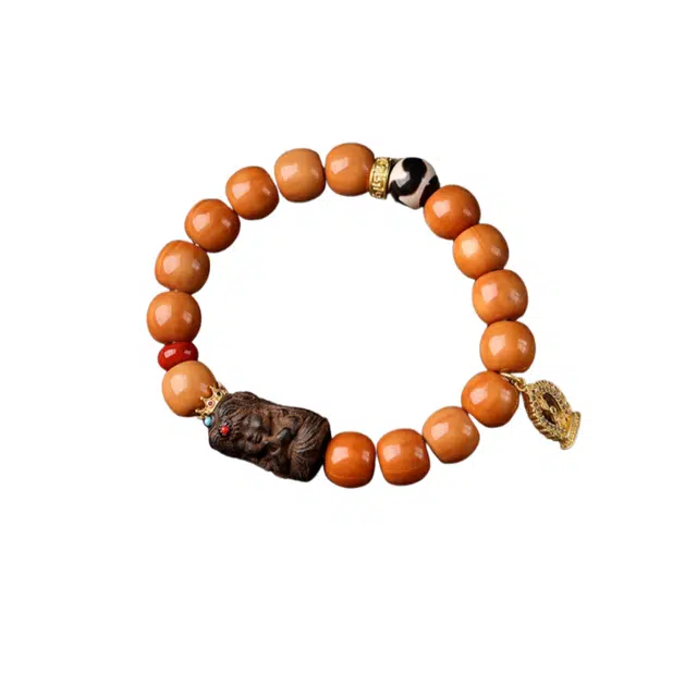 茂琼 招财纳福平安顺逐新中式小众国潮复古国风老型珠高端配饰扎基拉姆招财精致盘玩高级文玩#好运 猴头核桃 手串 男女同款情侣款