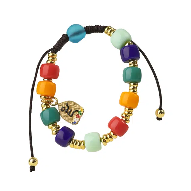 子婳 藏式民族风小众设计新国风七彩云祥多宝转运珠诸事顺利福气满满#好运 琉璃 手绳 女款