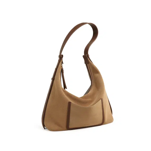 妙迪 早秋人气款冬季琥珀流光复古托特包 牛剖层革 单肩包 常规 女款 焦糖棕