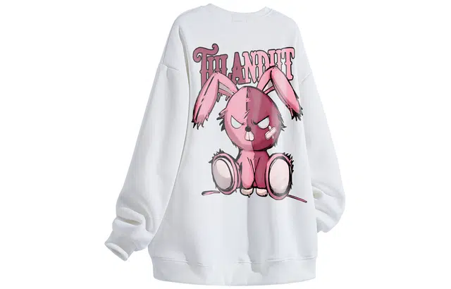 图兰朵 美式长袖百搭疯狂粉兔子印花时尚套头休闲圆领高街舒适宽松卫衣 男女同款