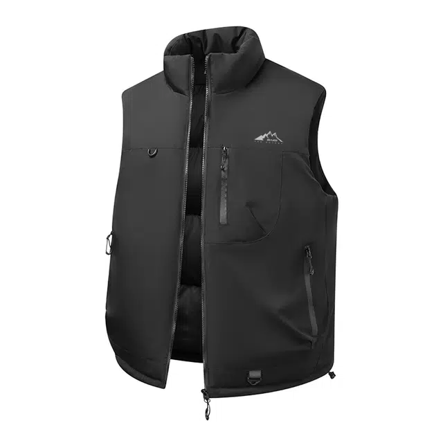 赛琪 宽松日系简约休闲坎肩无袖立领通勤面包棉服背心加厚情侣运动马夹工作服团体服马甲外套 男女同款