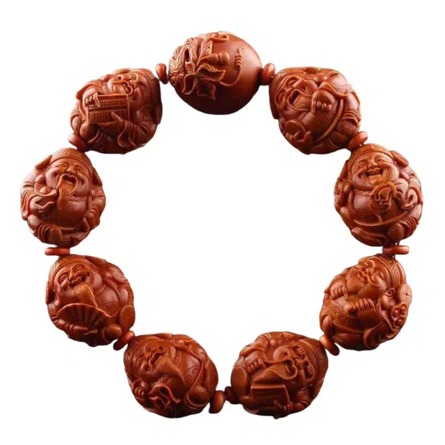 宣华意 高品质 核雕八大财神 国潮复古国风 大师精雕刻八方来财文玩佛珠盘玩 招财进宝#好运 橄榄核 手串 男女同款情侣款