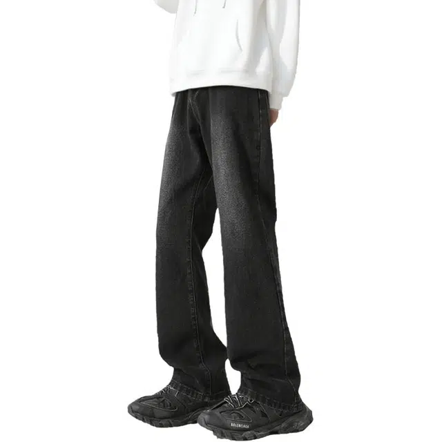 图兰朵 美式百搭舒适宽松时尚潮流高街长裤直筒休闲牛仔裤 男女同款