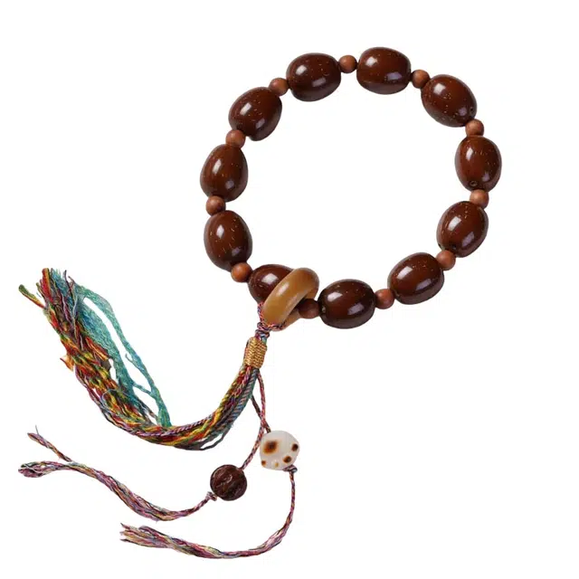 子婳 招财鼠光珠绕指柔枣珠正圆精品老料佛珠念珠手把件文玩复古国潮流苏跑环盘玩收藏级#好运 紫金鼠 手串 男款