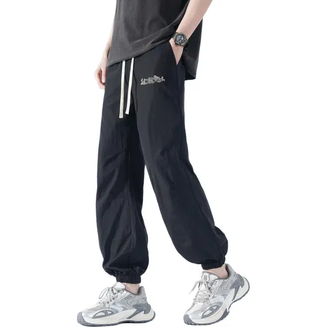 【束脚裤型舒适耐磨】赫赫良衣 美式复古痞帅高街系带直筒基础款裤子显高显腿长时尚潮流百搭宽松小众高级感学院风韩系潮牌休闲裤 男女同款