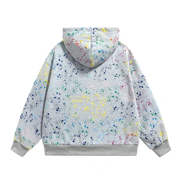 领航骆驼 秋冬季美式复古无性别主义宽松百搭创意泼墨涂鸦休闲时尚潮流连帽开衫长袖  卫衣  男女同款