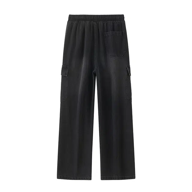 棉基因 美式复古水洗做旧废土风高街休闲拼接简约直筒垂感舒适通勤潮流百搭工装牛仔裤 男女同款