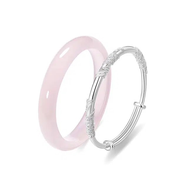 【爱情之石】 琉堇 桃花粉正圈招桃花贵妃镯 新中式月光平安镯 温柔气质典雅小众显白百搭美人镯 一步一响叮当镯 玻璃猫眼 手镯 女款