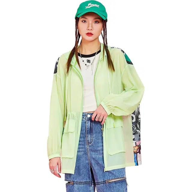 木果果木 夏季 薄款连帽卡通动漫通勤风夹克 宽松 女款