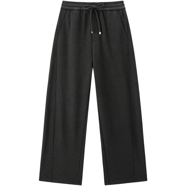 太平鸟 百搭舒适厚绒针织卫裤保暖宽松茧型香蕉弯刀裤休闲裤 女款