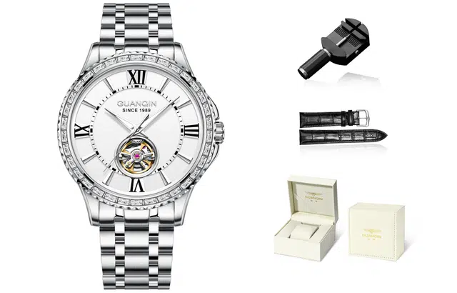 Guanqin Sparkling Series Skeleton Flywheel Mechanical Watch