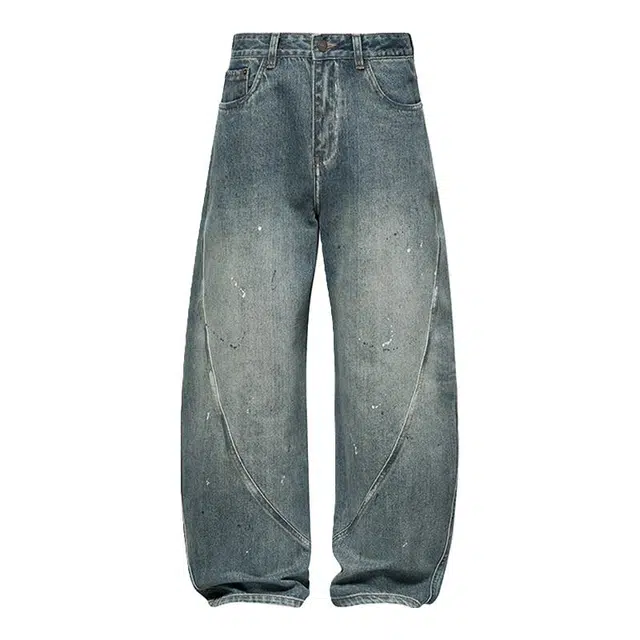 海尔斯 简约百搭美式高街做旧水洗中腰宽松舒适牛仔裤 男款