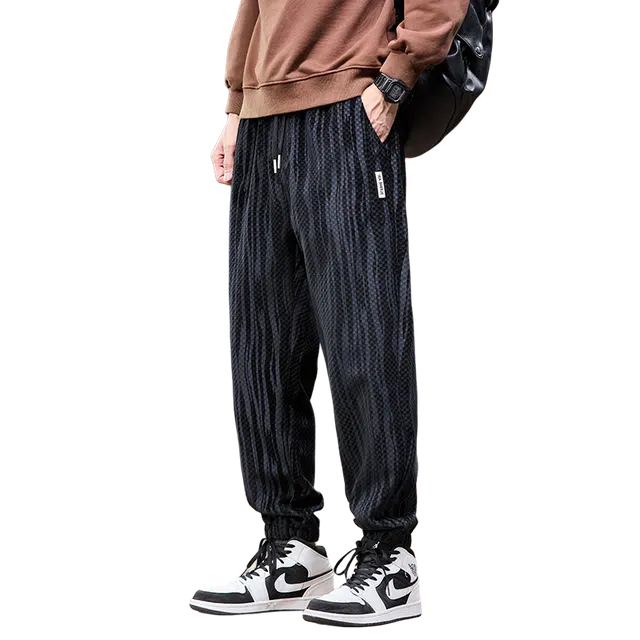 协协乐 高街风棋盘格美式复古春秋季宽松哈伦九分束脚裤潮流青少年弹力抽绳痞帅百搭运动长裤休闲裤 男款