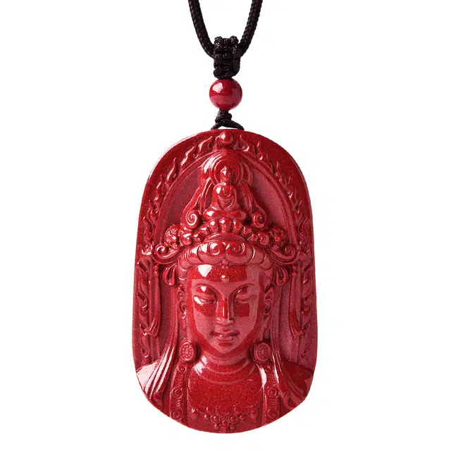 【时来运转】 灵菲 本命年诸事平安 新中式风格 可调节黑绳 观音#好运 再造辰砂朱砂 项链 男女同款情侣款