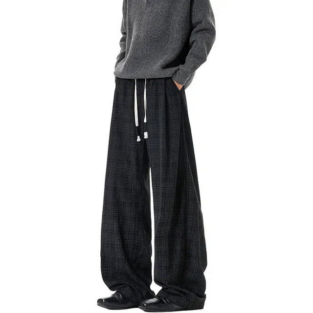 华夏儿女 港风复古灯芯绒高级感拼接设计直筒垂感遮肉显瘦百搭少年感卫裤休闲裤 男款