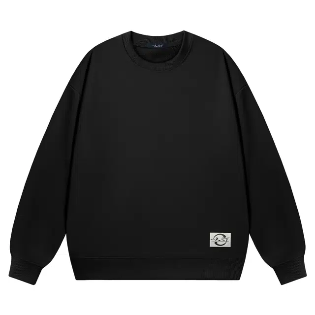 一人之下 美式高街复古极简静默学院美拉德纯色绣织唛布标简约时尚经典百搭宽松慵懒风高级感舒适学生情侣基础款打底衫卫衣 男女同款