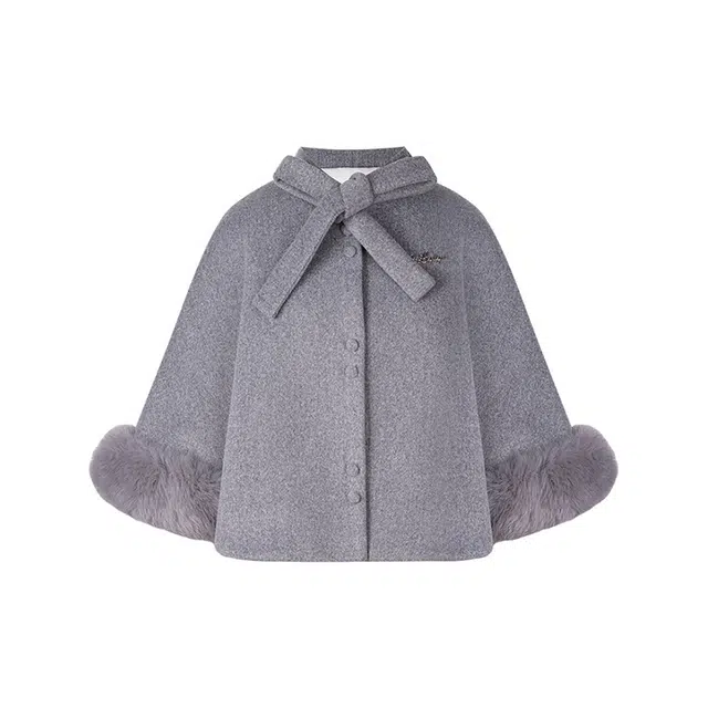 花铃太太 甜美冬款高级感毛呢大衣斗篷披风 女款