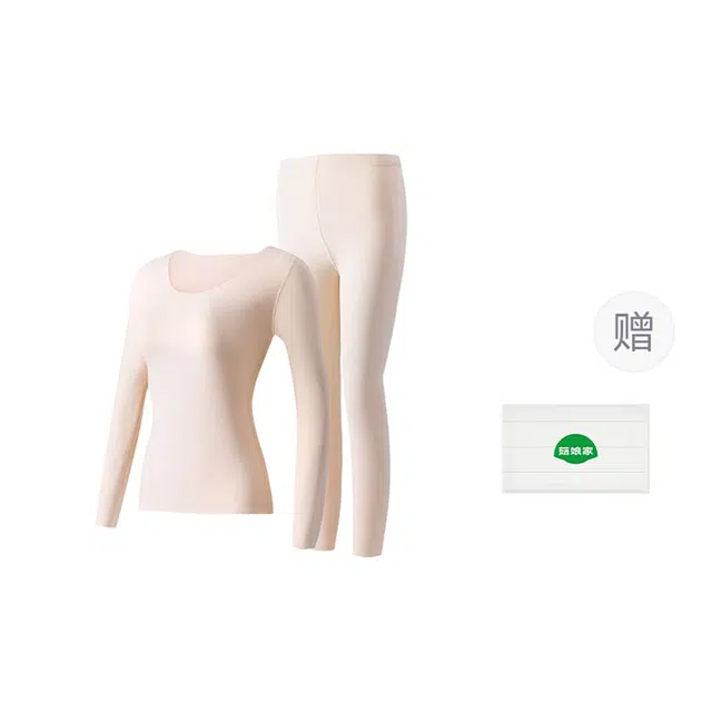 菇娘家 德绒远红外发热温暖内衣大码高弹不勒亲肤舒适抗菌防防静电无痕百搭时尚秋衣秋裤上衣打底保暖套装 女款