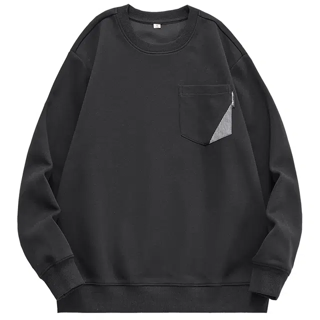 米素力 简约休闲宽松拼色落肩袖套头卫衣 男女同款