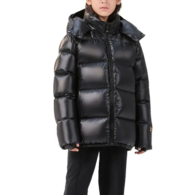 高梵羽绒服 黑金小火山中长款休闲保暖透气连帽 儿童款