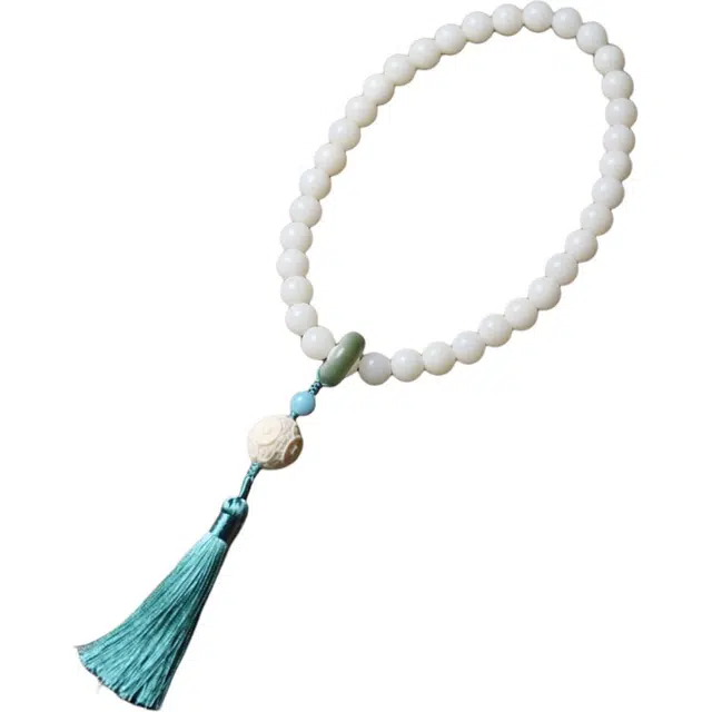 得笙陌 时来运转财源广进精品白圆珠跑环#好运 菩提根 手串 女款