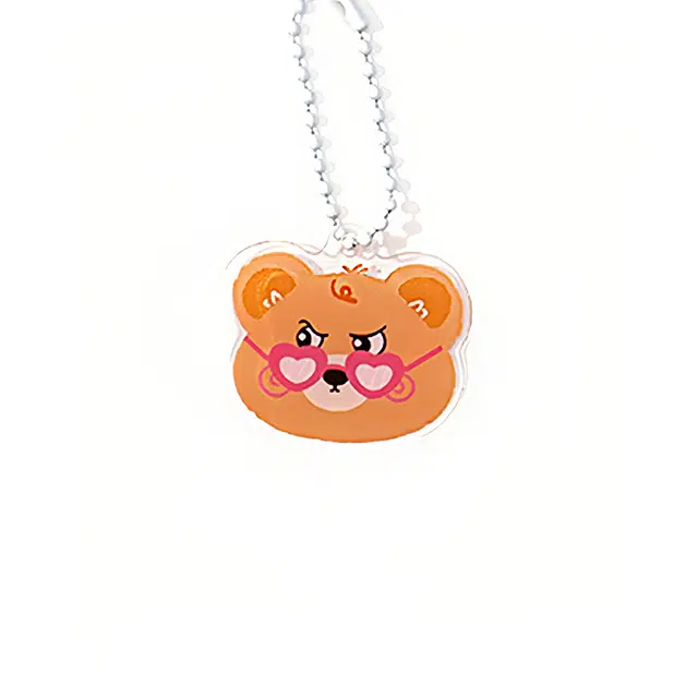 前方大荒野 眼镜小熊挂绳萌趣熊仔可爱甜美小清新创意挂件 亚克力 钥匙扣 男女同款情侣款