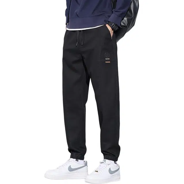 协协乐 高街风百搭工装拼接氛围感春秋季美式复古宽松哈伦九分裤青少年弹力抽绳潮牌运动长裤休闲裤 男款