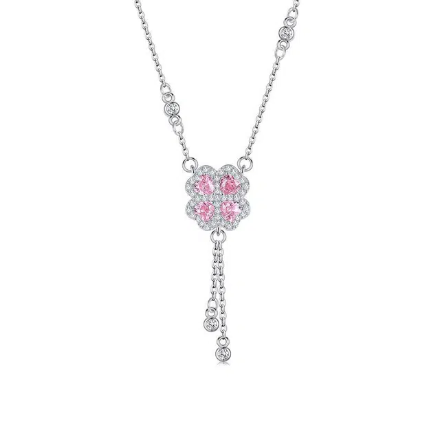 【S925银 甜心四叶草】 七七银饰  心动浪漫简约可爱 时尚气质精致奢华优雅设计 轻奢闪耀轻盈百搭小众高级感 纯银 项链 女款