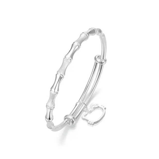 【竹报平安有你竹够】 岁月静好 竹节素圈磨砂镯子 青梅竹马时尚新中式招财猫咪轻奢高级感节节高升推拉可调节百搭通勤#好运 合金 手镯 女款