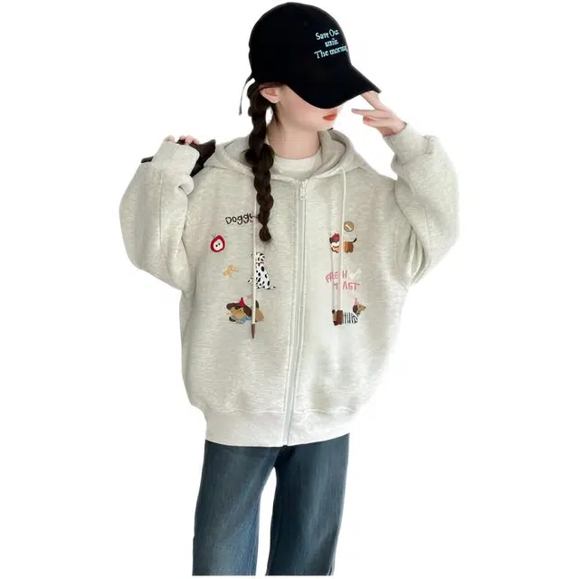 木木兔卫衣 潮流青春时尚 女童秋季外套   宽松舒适柔软 学生 连帽设计 休闲百搭 女孩学院风  中大童