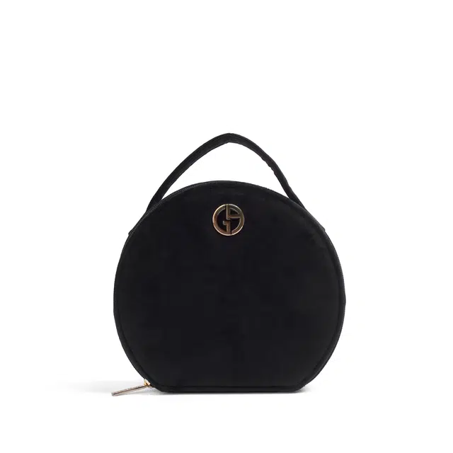 阿玛尼【定制化妆包】小花 墨绒鎏星 典雅 时尚 百搭 少女心 艺术感 约会 通勤 黑色丝绒收纳包 便携