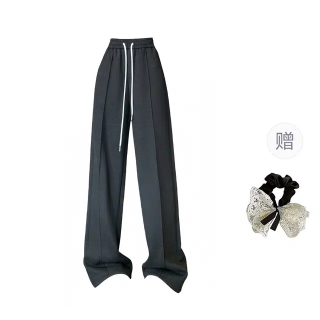 涂诗菲 韩版时尚纯色高级感设计感高腰显瘦气质通勤舒适慵懒风羊毛垂感休闲裤 女款