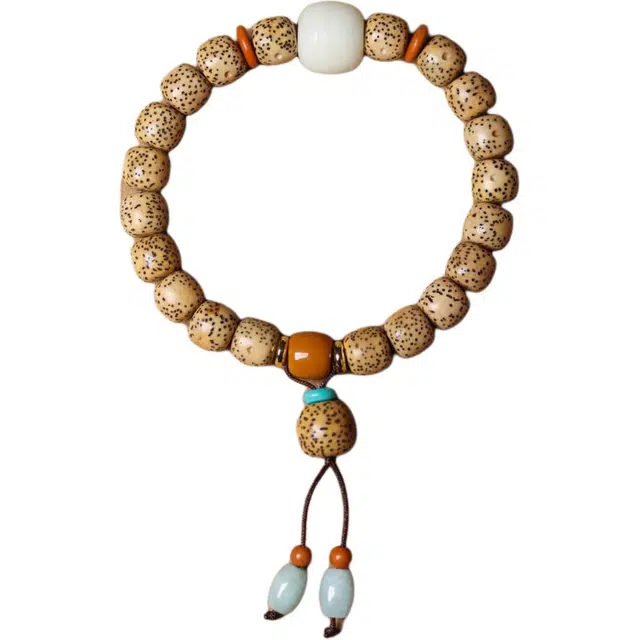 得笙陌 原生态鸡油黄祥云款好运手持串 星月菩提 手串 男女同款情侣款