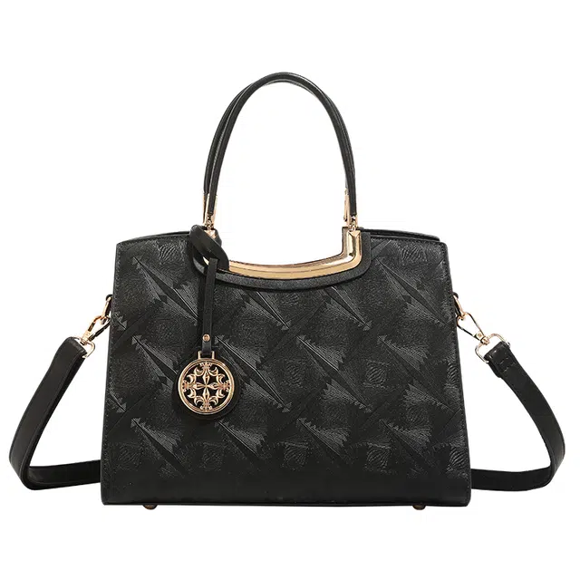 恒源祥 百搭经典简约 超纤合成革 手提包 常规 女款 黑色