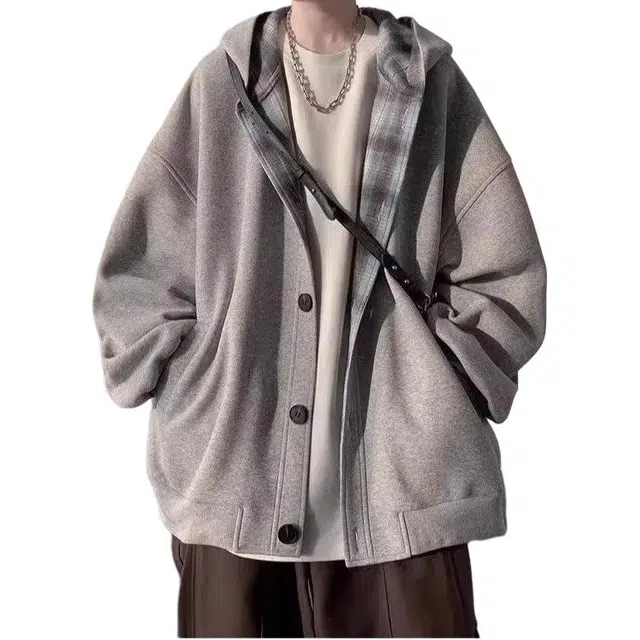 天才小熊 春秋季美式复古连帽卫衣薄款韩系懒惰风复古时尚夹克 女款