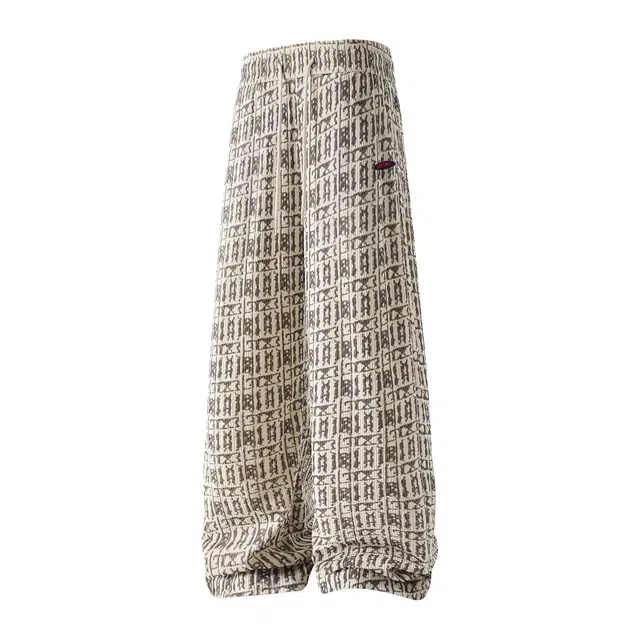 范索米 潮牌设计感满印阔腿休闲裤美式流行宽松通勤长裤 男女同款