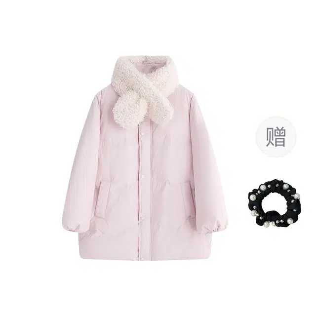 雾闪闪 樱花塔塔宽松波浪围脖棉服 女款