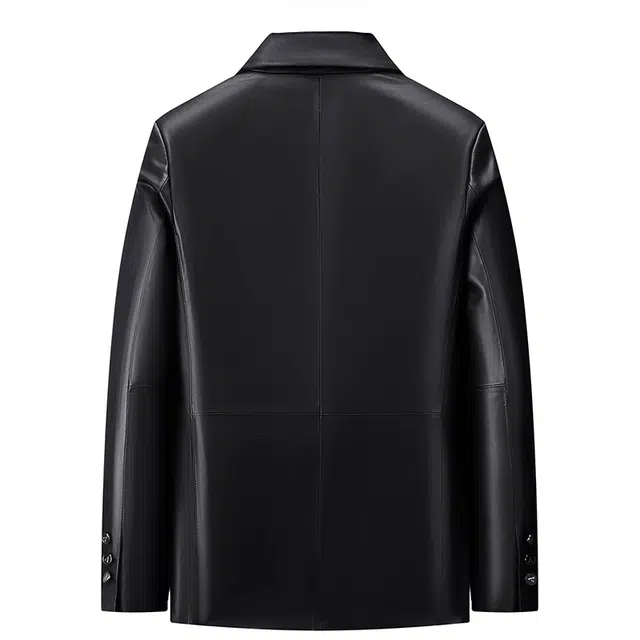 袋鼠 时尚经典港风翻领品质羊皮垂感轻熟纯色优雅轻商务百搭舒适皮衣 男女同款