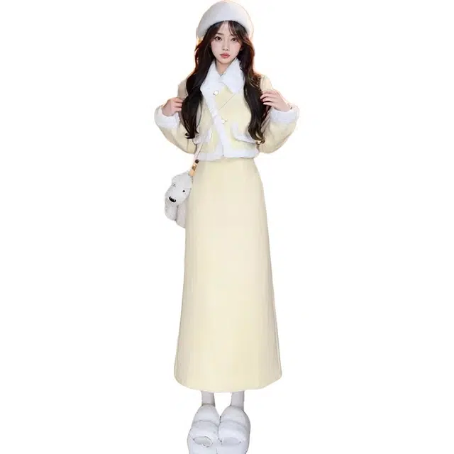 纤丝鸟 法式小香风高级感气质短外套半身裙子两件套裙装套装 女款