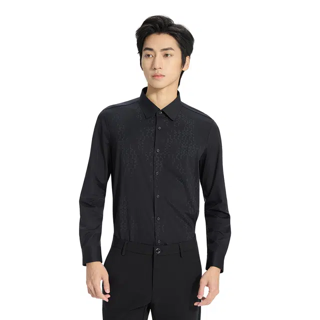 利郎 品位商务印花尖领简约百搭秋季长袖衬衫 男款