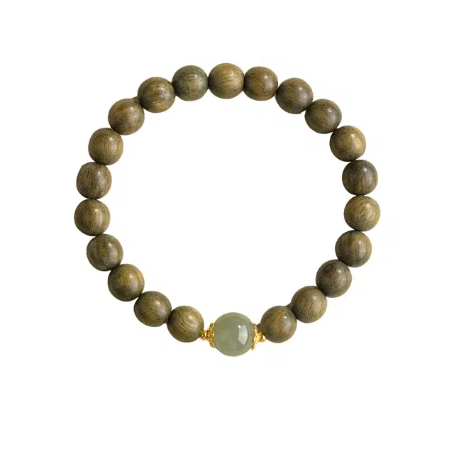 仙园韵 新中式国潮复古转运珠盘玩文玩静心自然老料#好运 绿檀 手串 男女同款情侣款