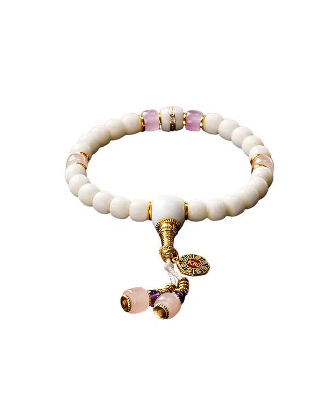 仙园韵 粉水晶新中式国潮国风吉祥寓意古典设计感转运玉珠轻奢高级感#好运 白玉菩提 手串 男女同款情侣款