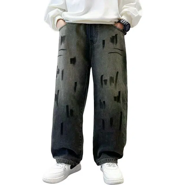 黑恐龙牛仔裤 直筒休闲春秋长裤 青少年