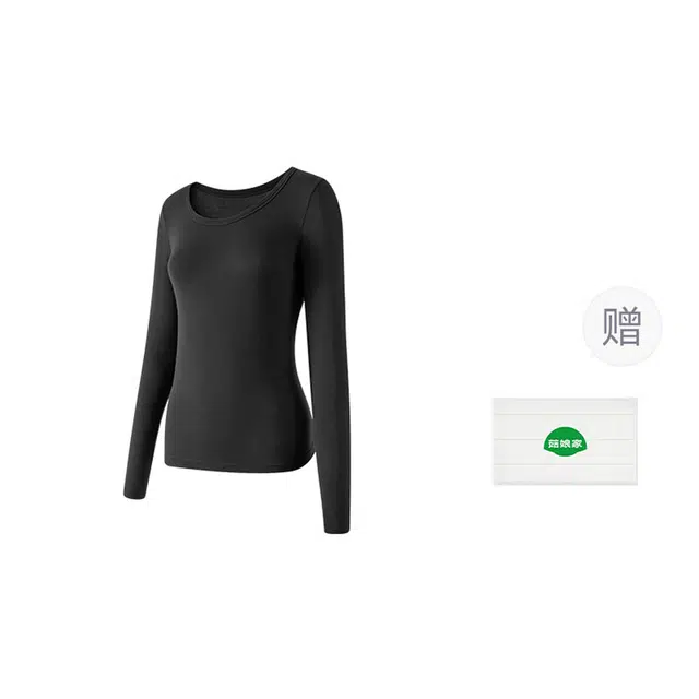 菇娘家 轻暖羊毛肌底衣蓄热不臃肿内衣大码高弹不紧绷秋衣打底上衣内穿保暖上装 女款