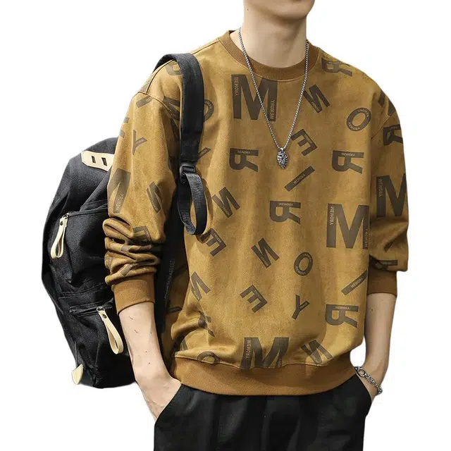 前进牛 美式复古经典潮流重磅麂皮绒极简风宽松大码秋冬潮牌户外百搭痞帅满印字母运动外套卫衣 男款