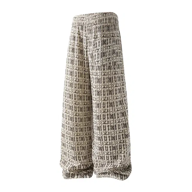 范索米 潮牌设计感满印阔腿休闲裤美式流行宽松通勤长裤 男女同款