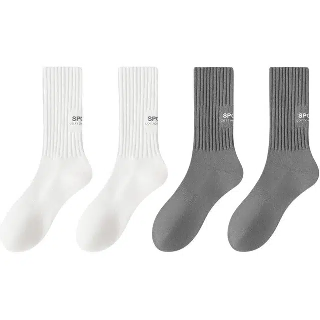 潞优野 高端简约时尚长袜子男士纯棉春秋季长筒全棉吸汗防臭男袜中筒袜 男款