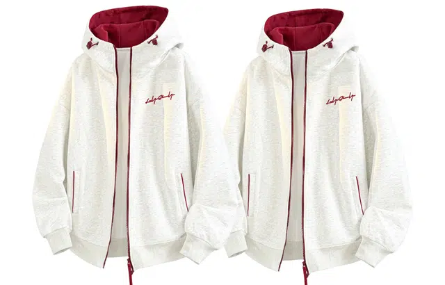 陆与山屿 超值两件装重磅开学穿搭美式复古衣服两件长袖连帽卫衣一对拼接撞色拉链户外运动上衣一套小个子情侣套装